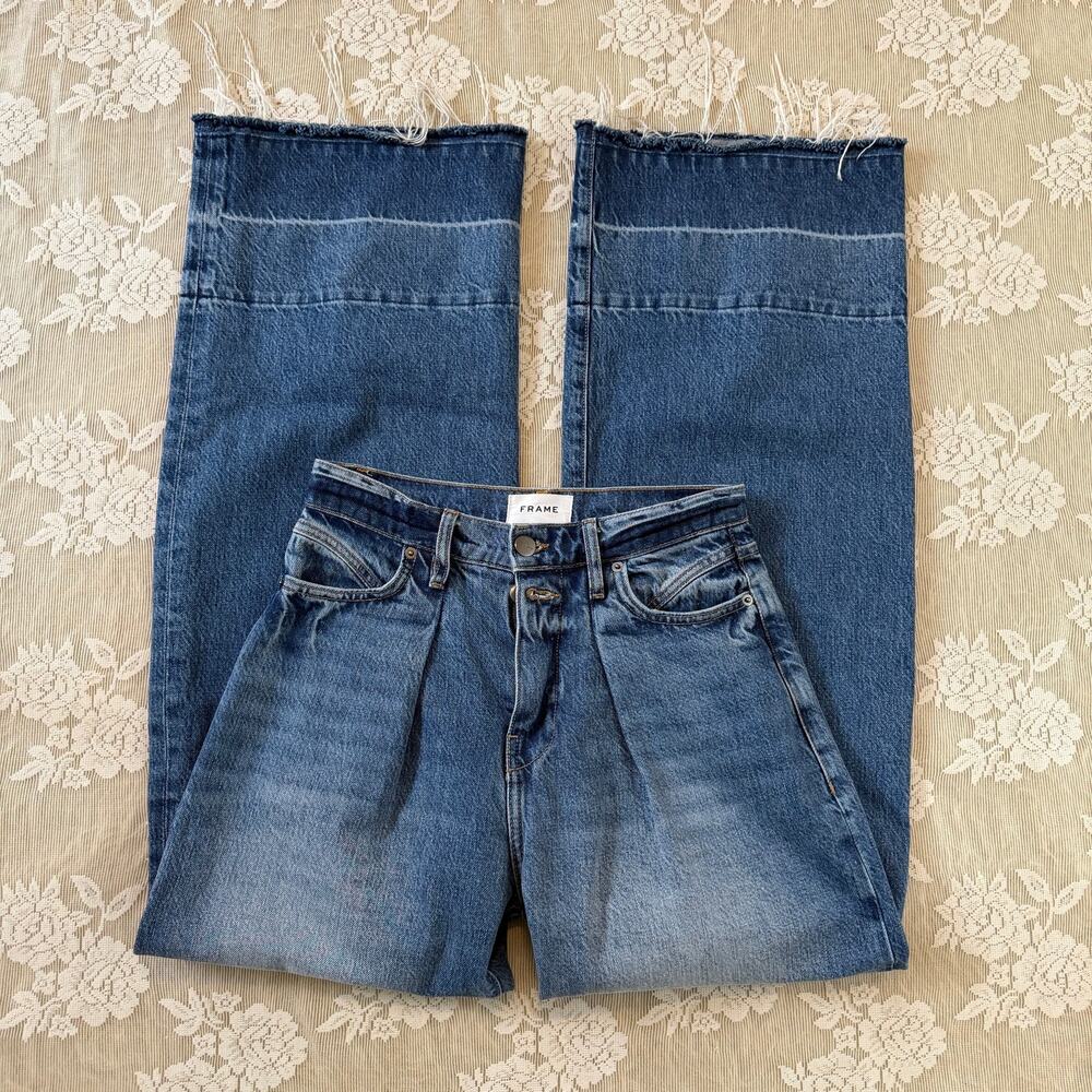 FRAME Raw Hem Wide Leg Jeans Size 25